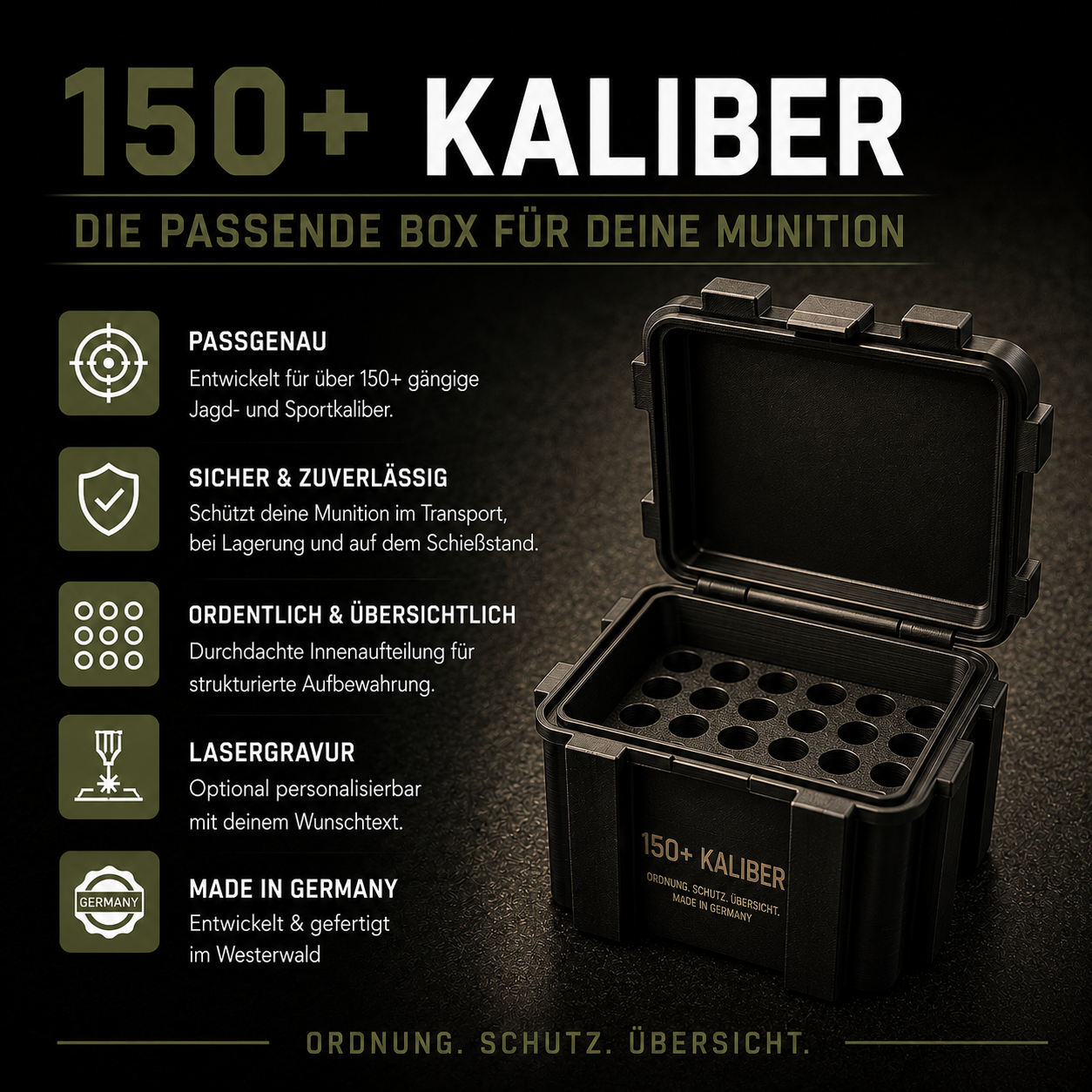 Filamelt Munitionsbox / .50 BMG / ‘Klappdeckel’  / Patronenbox, Ammo Box