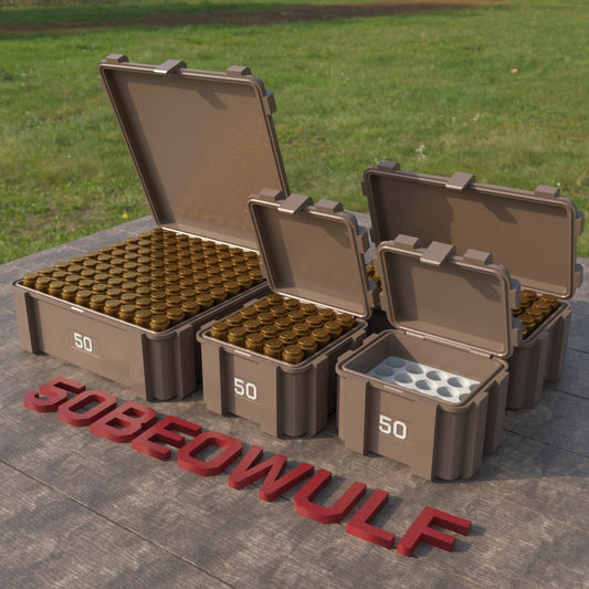 Filamelt Munitionsbox / Ammo Box .50 Beowulf – Patronenbox ‘Klappdeckel’ – 20 / 25 / 50 / 100 Runden