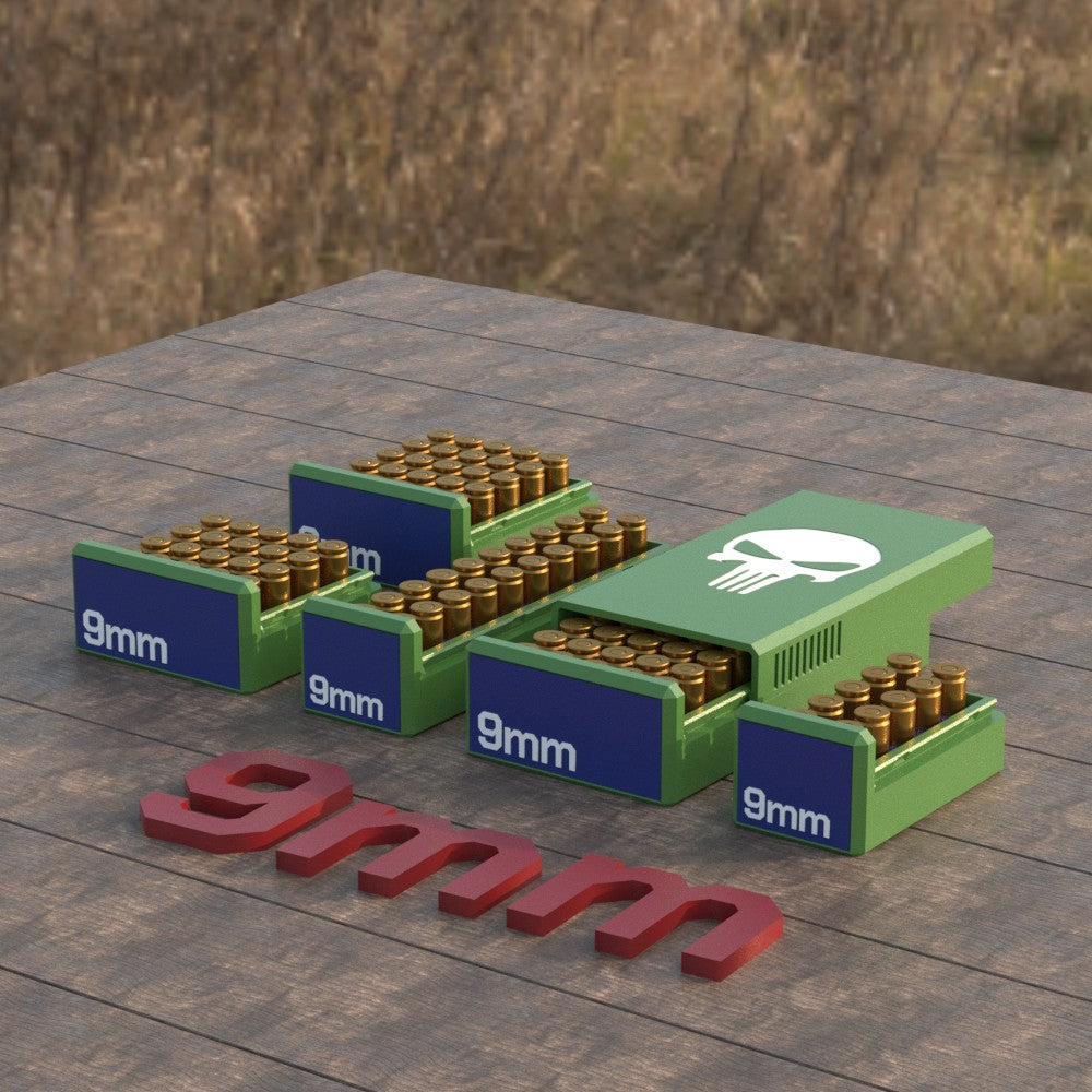 Filamelt Munitionsbox / Ammo Box 9x19mm Para / Luger – Patronenbox ‘Schiebedeckel’ – 10 / 20 / 25 / 50 Runden