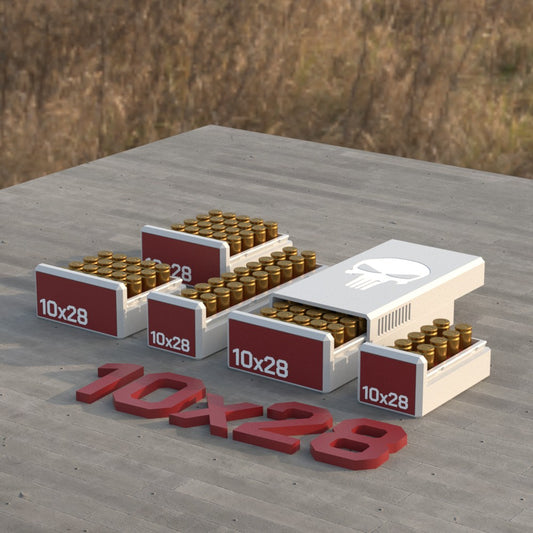 Filamelt Munitionsbox / Ammo Box 10x28 – Patronenbox ‘Schiebedeckel’ – 10 / 20 / 25 / 50 Runden