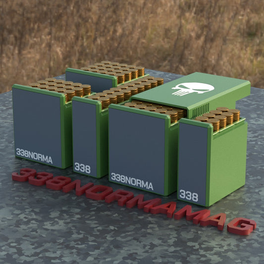 Filamelt Munitionsbox / Ammo Box .338 Norma Magnum – Patronenbox ‘Schiebedeckel’ – 10 / 20 / 25 / 50 Runden