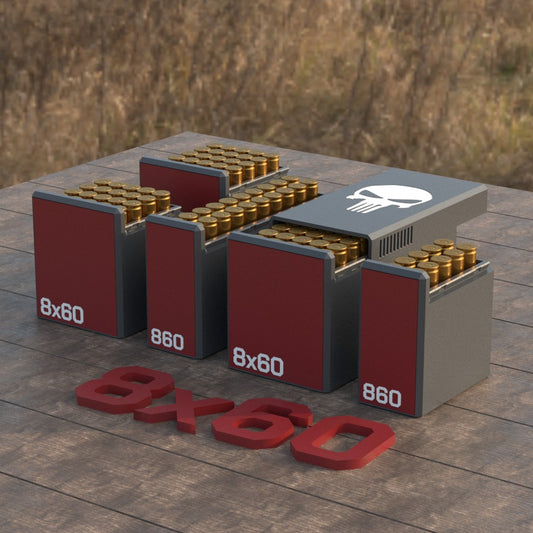 Filamelt Munitionsbox / Ammo Box 8x60 – Patronenbox ‘Schiebedeckel’ – 10 / 20 / 25 / 50 Runden