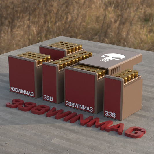 Filamelt Munitionsbox / Ammo Box .338 Winchester Magnum – Patronenbox ‘Schiebedeckel’ – 10 / 20 / 25 / 50 Runden