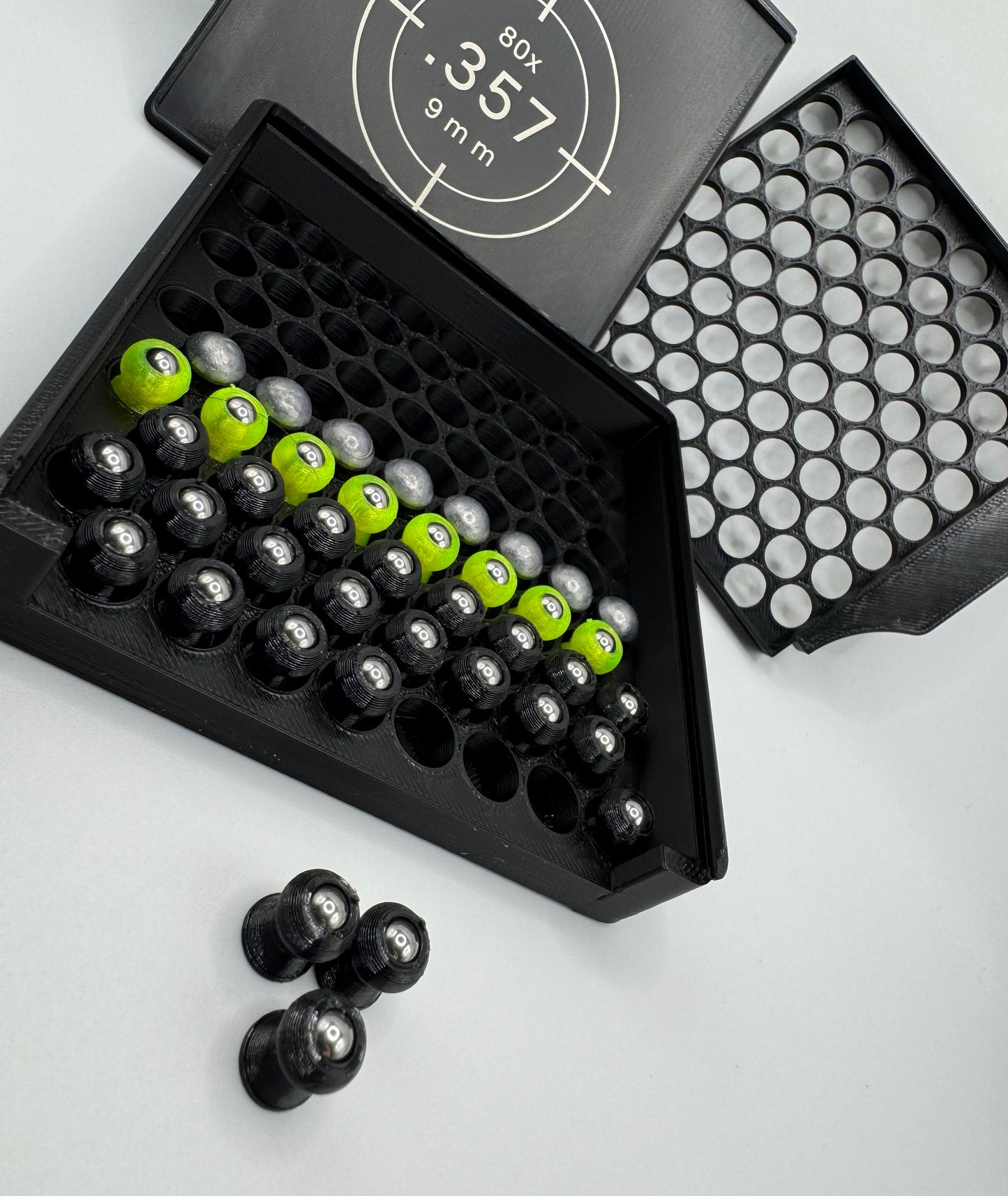 Diabolo-Box für 80x .357 / 9 mm – Praktisch, stapelbar, wiederverwendbar. Matchbox