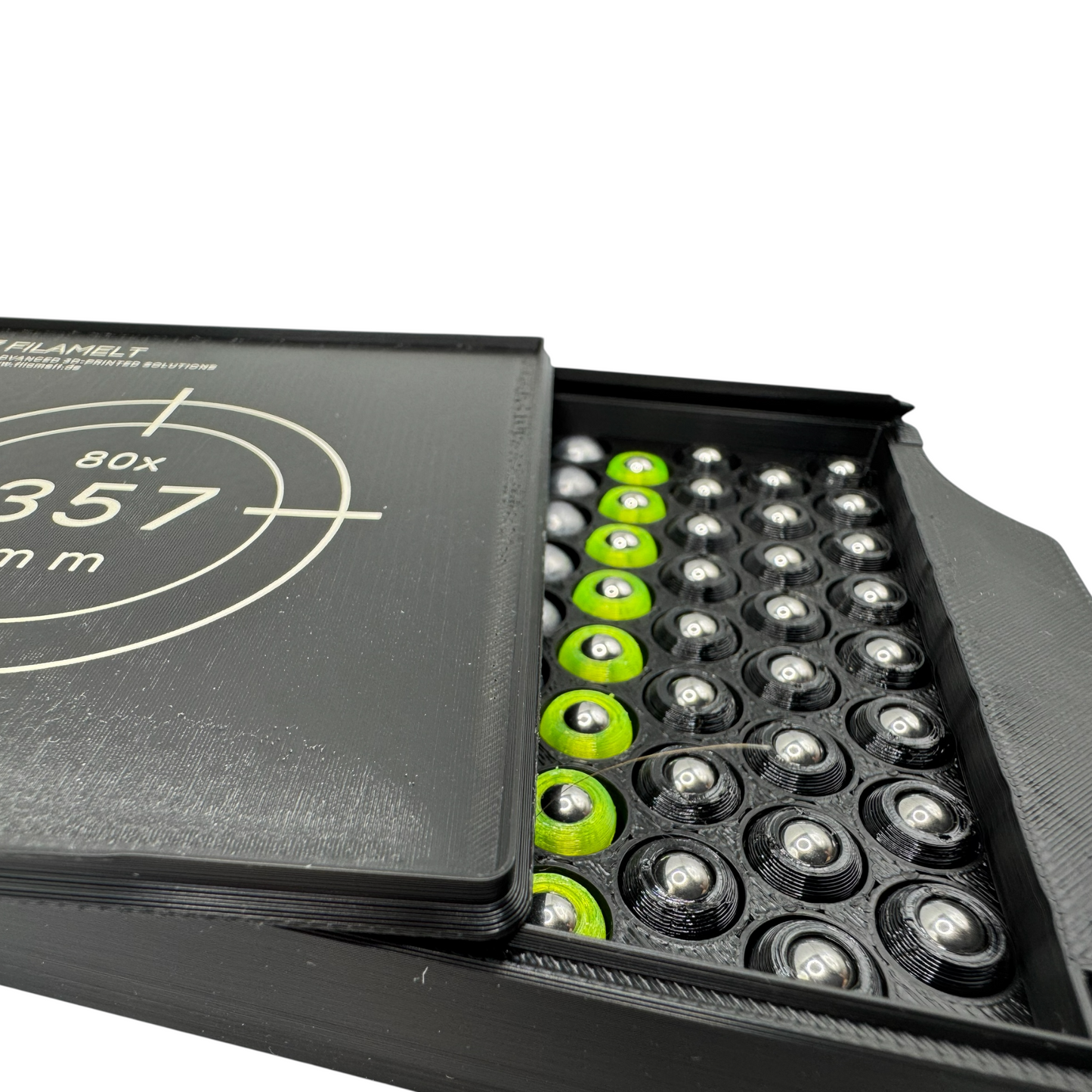 Diabolo-Box für 80x .357 / 9 mm – Praktisch, stapelbar, wiederverwendbar. Matchbox
