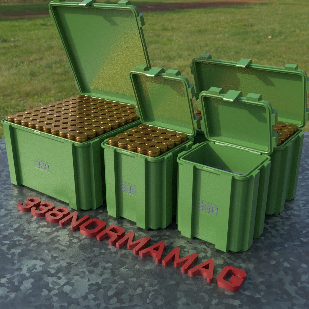 Filamelt Munitionsbox / .338 Norma Magnum / ‘Klappdeckel’  / Patronenbox, Ammo Box - 3D-Druck aus dem Westerwald