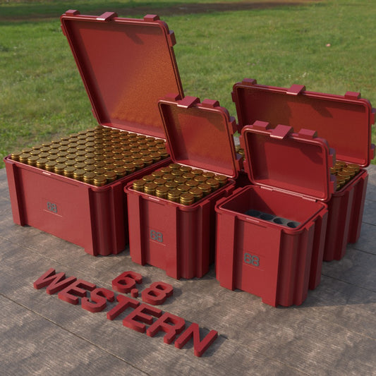 Filamelt Munitionsbox / 6.8 Western (Winchester/Browning) / ‘Klappdeckel’  / Patronenbox, Ammo Box - 3D-Druck aus dem Westerwald
