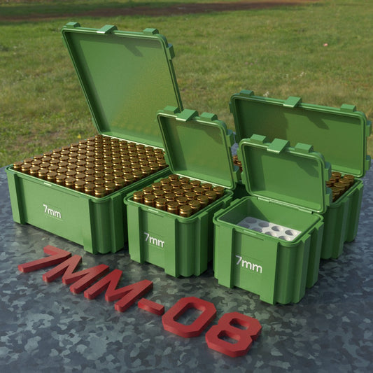 Filamelt Munitionsbox / 7mm-08 REM / ‘Klappdeckel’  / Patronenbox, Ammo Box - 3D-Druck aus dem Westerwald