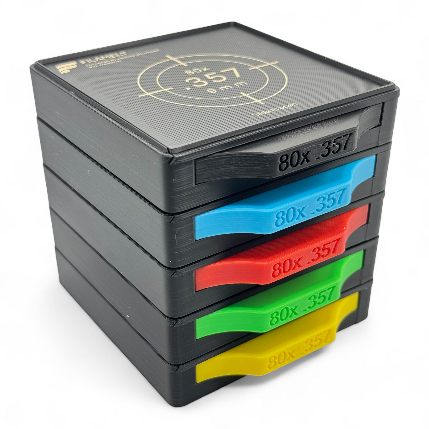 Diabolo-Box für 80x .357 / 9 mm – Praktisch, stapelbar, wiederverwendbar. Matchbox