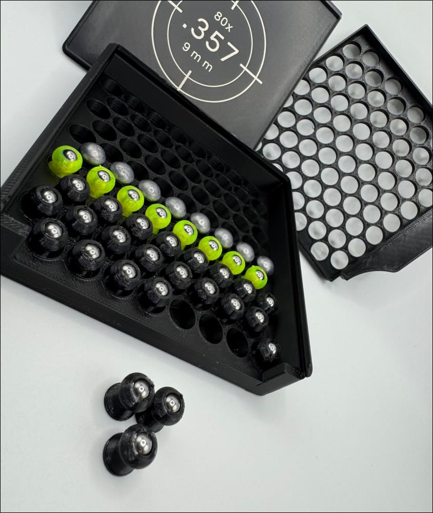 Diabolo-Box für 80x.357 / 9 mm – Praktisch stapelbar wiederverwendbar. Matchbox Schießsport-Zubehör