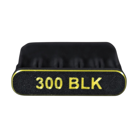 3D-Druck aus dem Westerwald Patronenclip für 5 Schuss im Kaliber .300 AAC Blackout aus schwarzem PLA+ Kunststoff